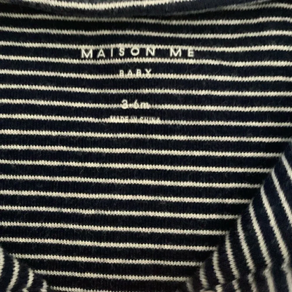 Maison Me blue and white striped onesie, like new, 3-6 months